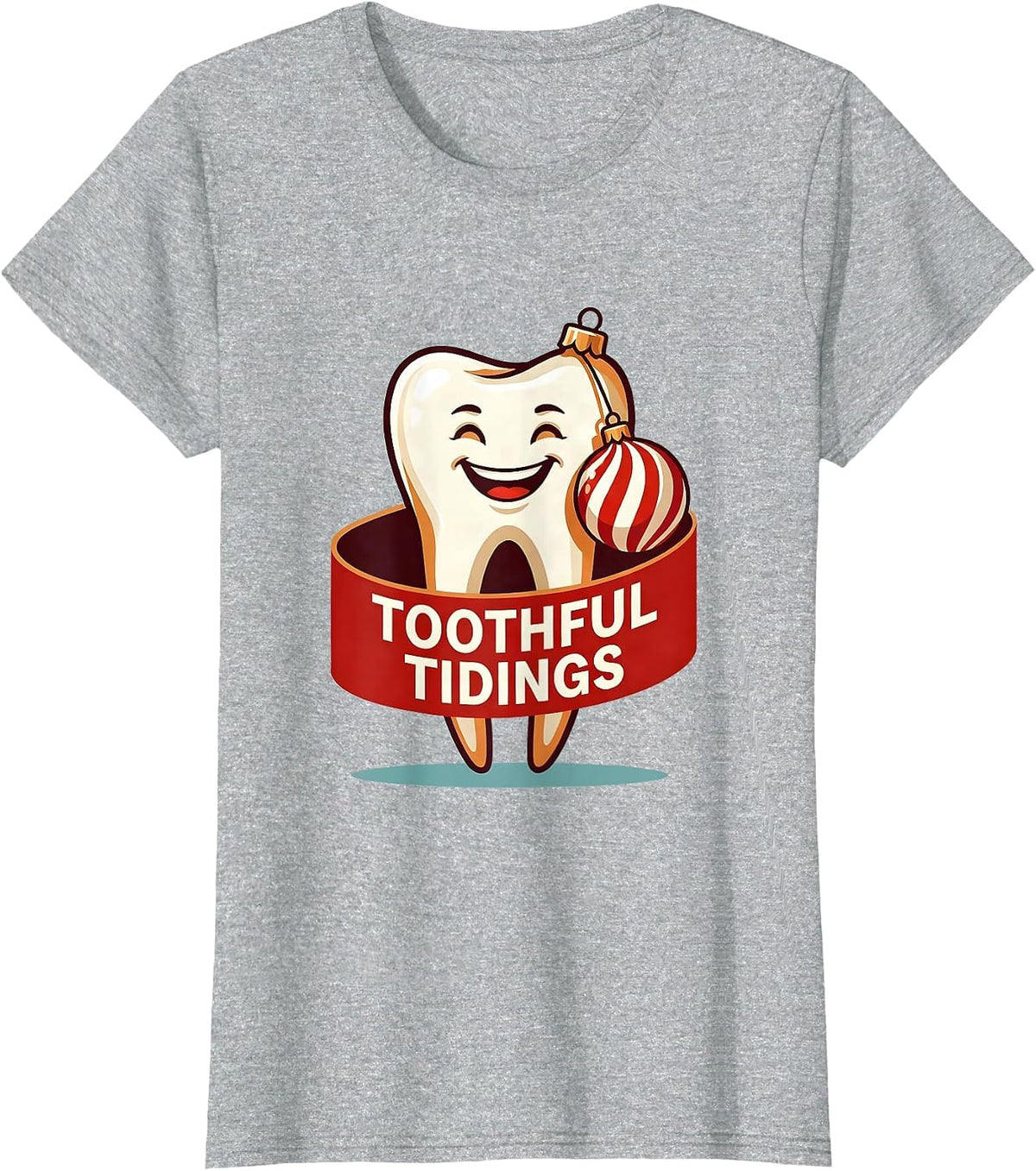 Toothful Tidings Funny Dental Christmas Dentist Dental T-Shirt - Heather Grey