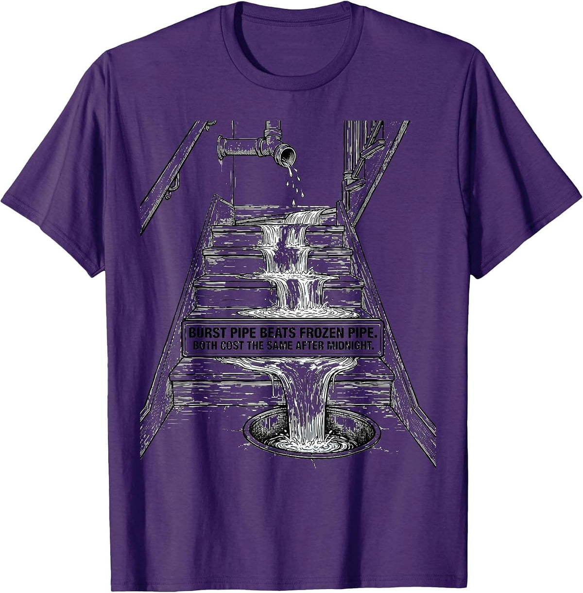 Burst Pipe Beats Frozen Pipe Funny Plumber Gift T-Shirt - Purple