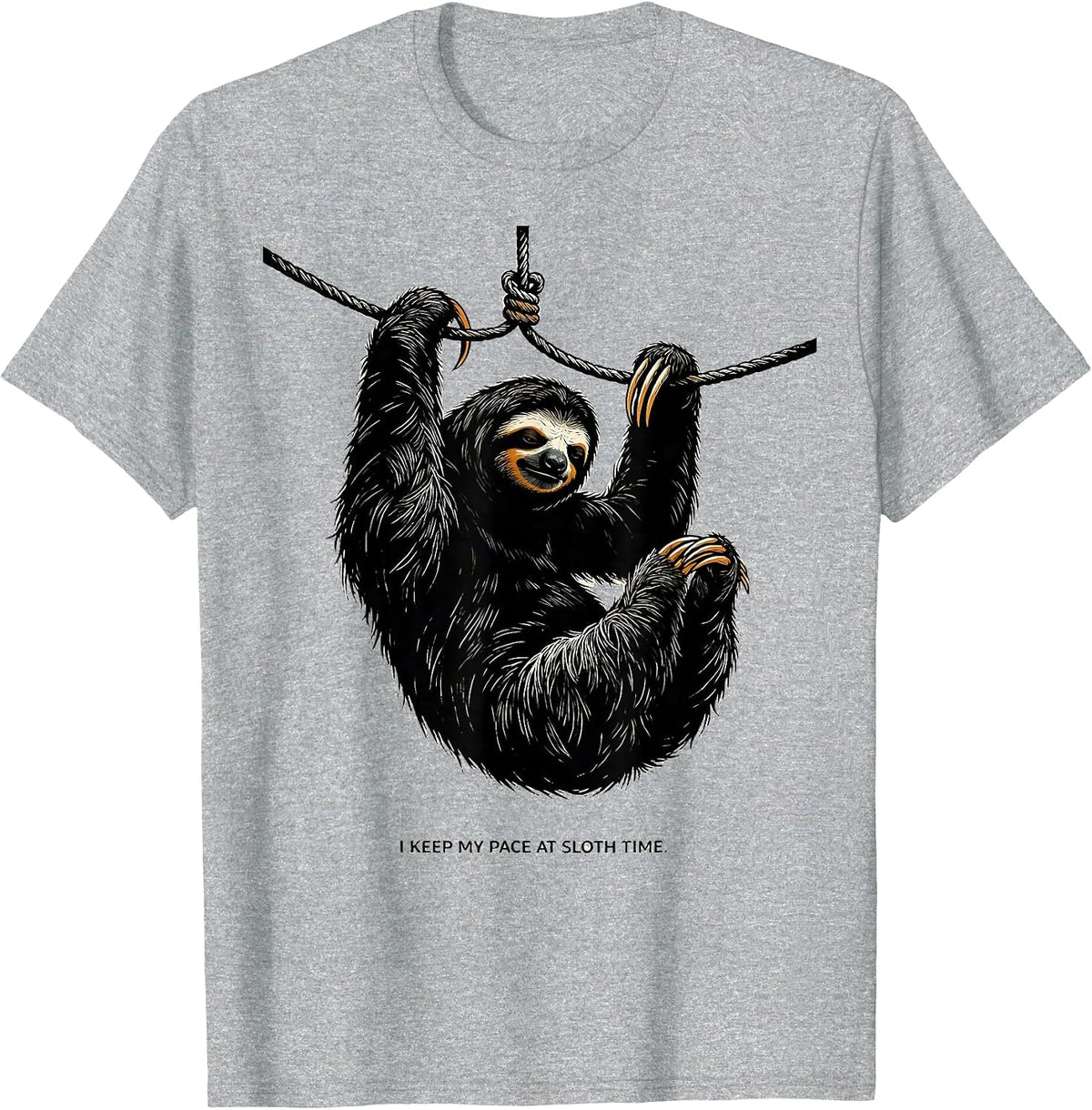 Men's I Keep My Pace At Sloth Time Funny Sloth Lover Humor T-Shirt - Heather Grey
