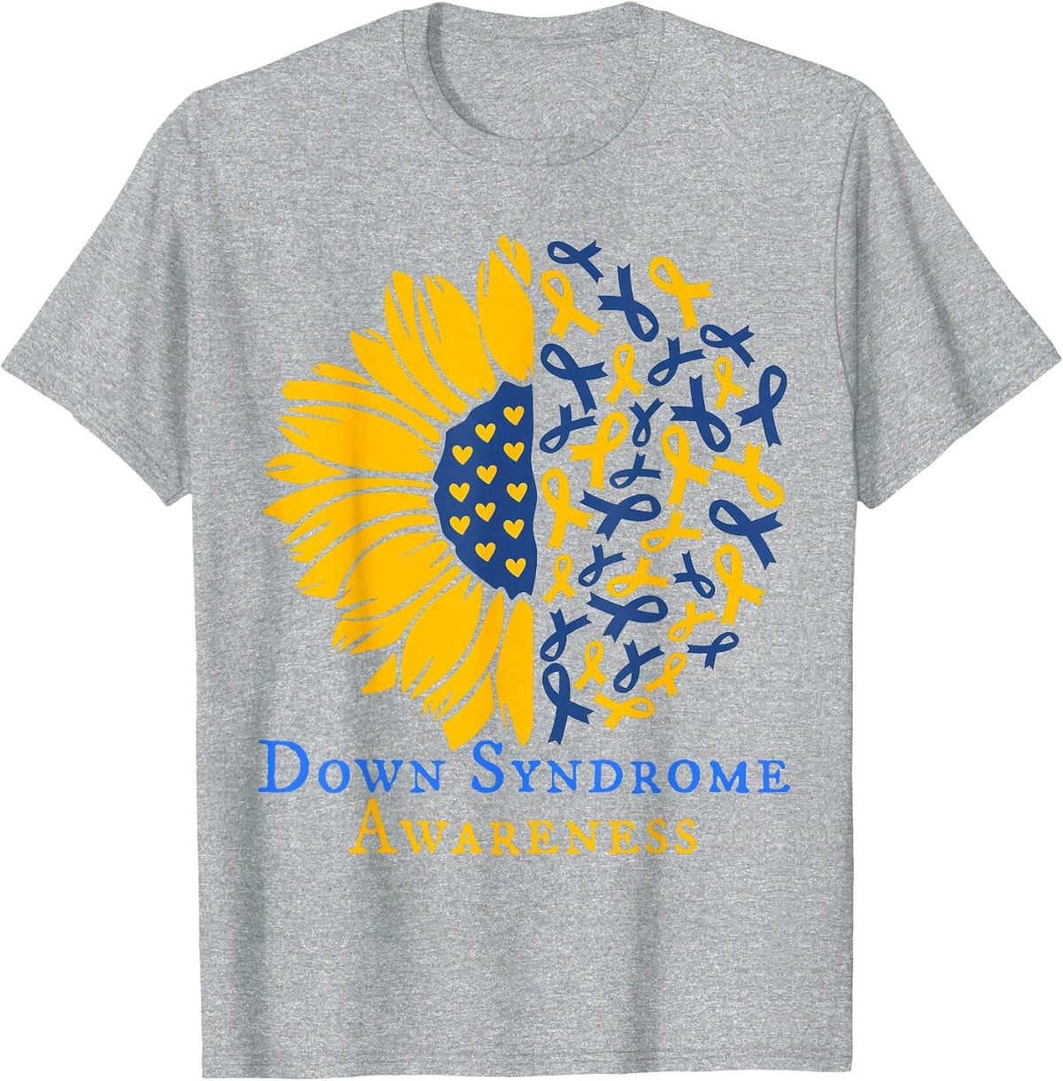Kids Down Syndrome Awareness Ribbon Sunflower Toddler Girl T-Shirt - Heather Grey