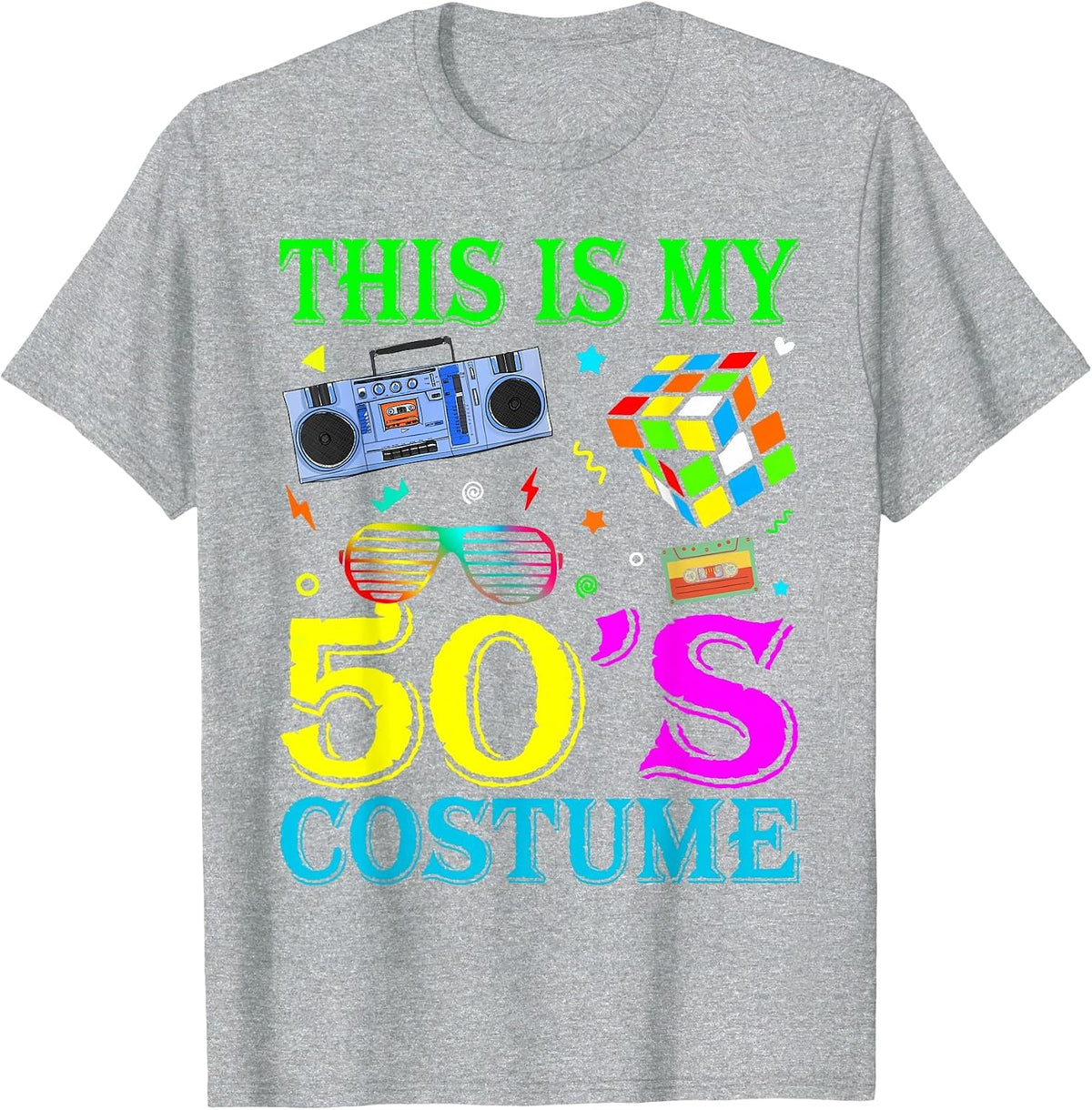 Vintage Matching Halloween 1950s This is My 50's Costume T-Shirt - Heather Grey