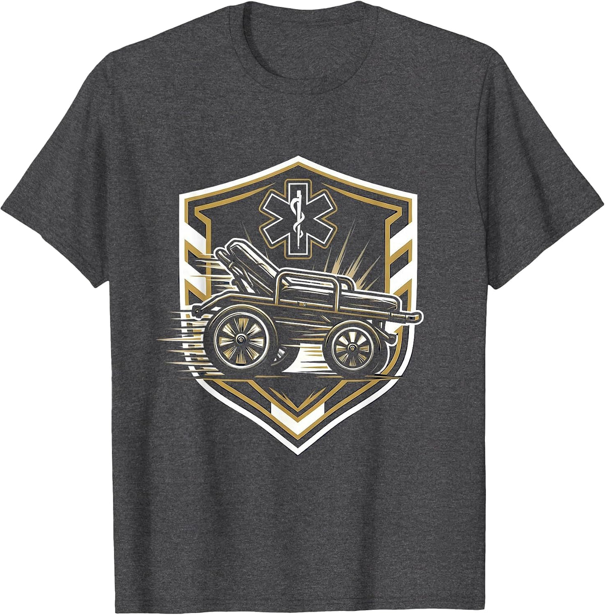 Men's EMT Gurney Rush Hospital Corridor Graphic T-Shirt - Dark Heather Grey
