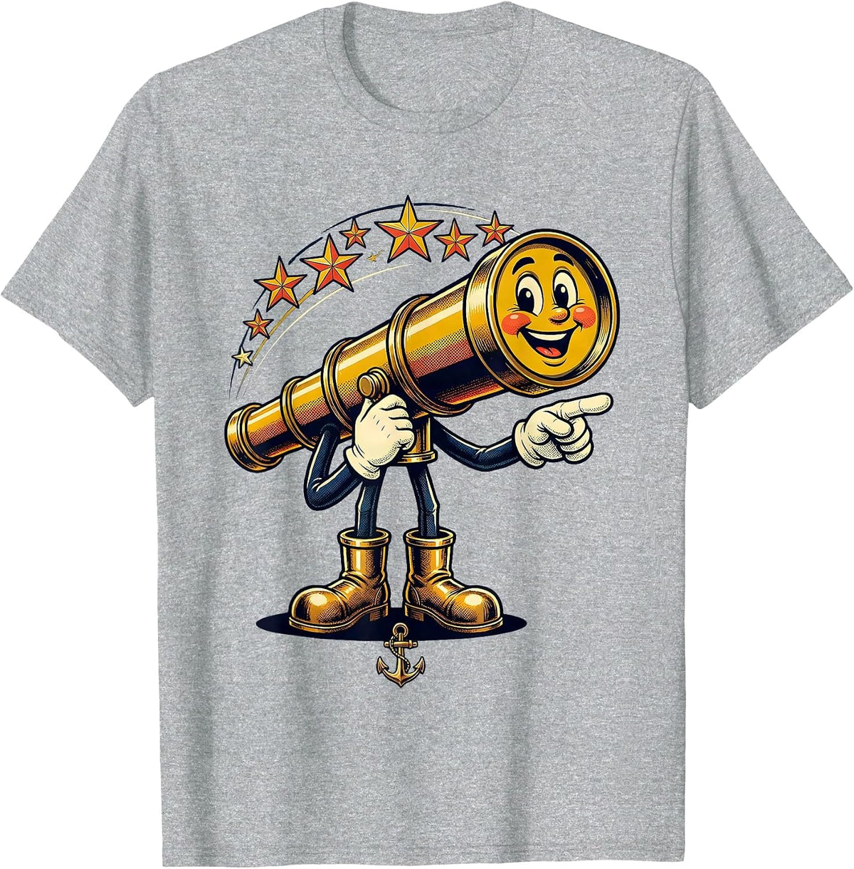 Men's Old Telescope Starry Horizon Navy Graphic T-Shirt - Heather Grey