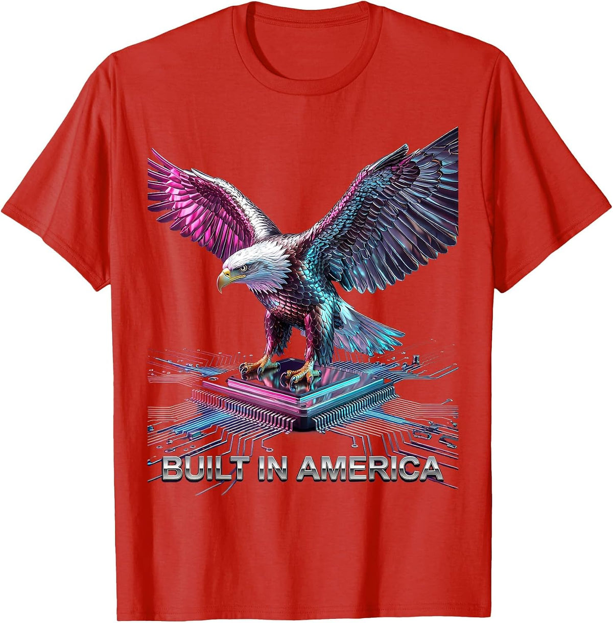 Men's Built in America Patriotic Pride Design T-Shirt - Red