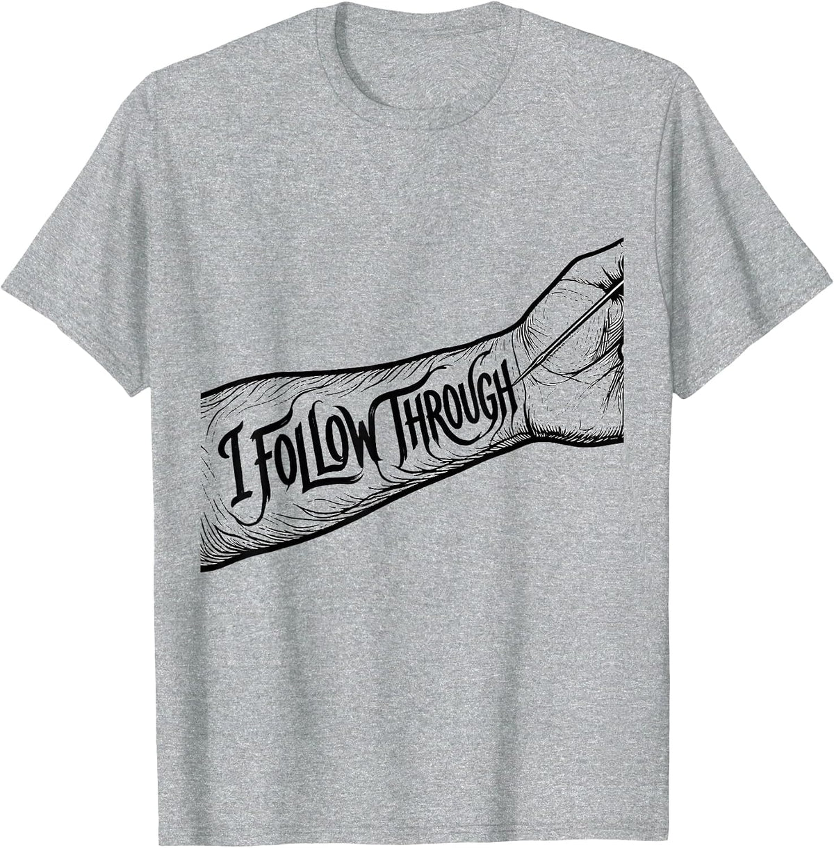 Men's I Follow Through Funny Tattoo Culture Flash-Art Humor T-Shirt - Heather Grey