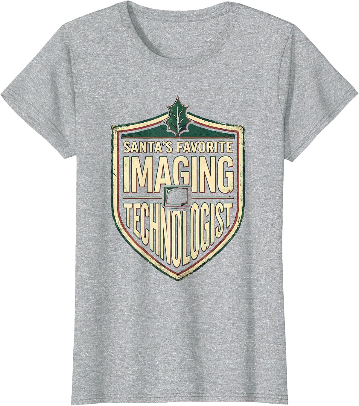 Women's Santa's Favorite Imaging Technologist Vintage Medical Tech T-Shirt - Heather Grey