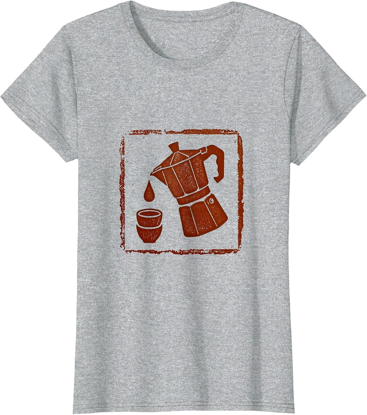 Women's Stamped Coffee Percolator Rubber Stamp Vintage Gift T-Shirt - Heather Grey