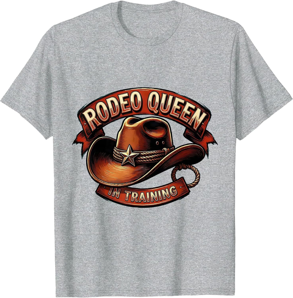 Men's Rodeo Queen In Training Cowgirl Design T-Shirt - Heather Grey