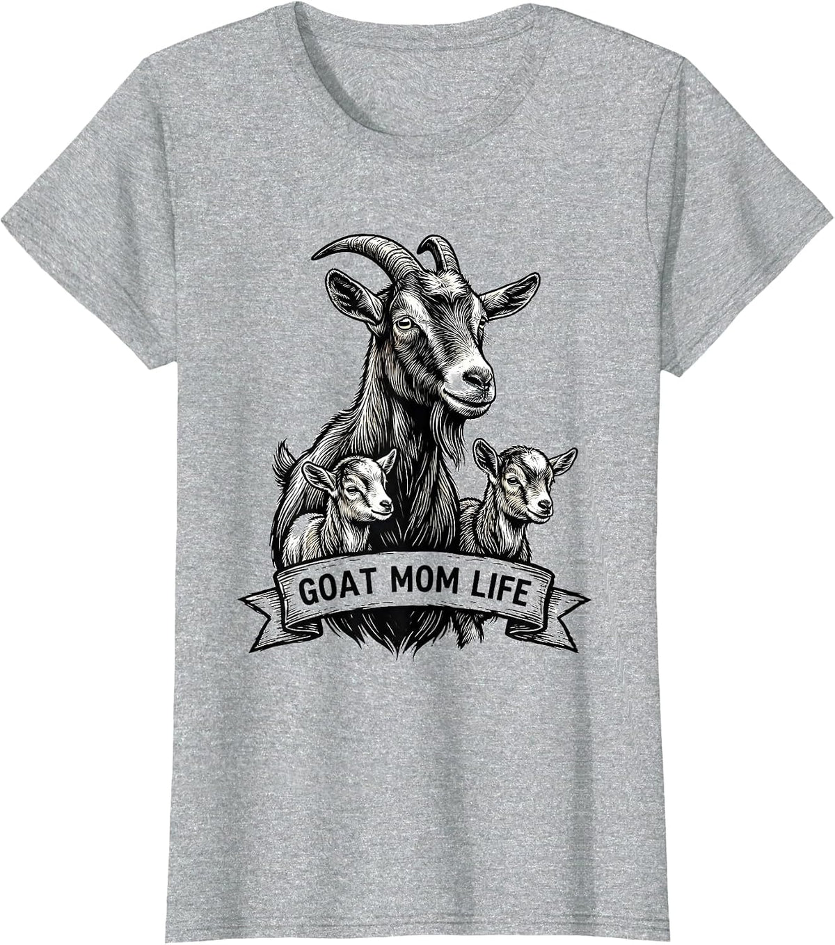 Women's Goat Mom Life Proud Goat Lover Design T-Shirt - Heather Grey