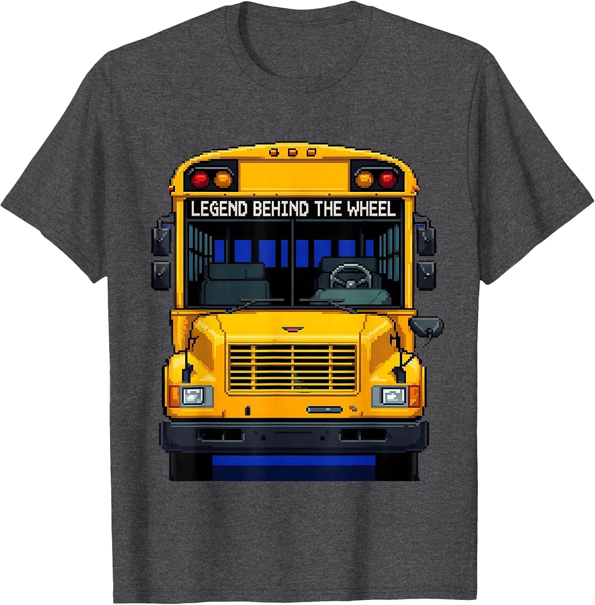 Legend Behind The Wheel School Bus Driver Design T-Shirt - Dark Heather Grey
