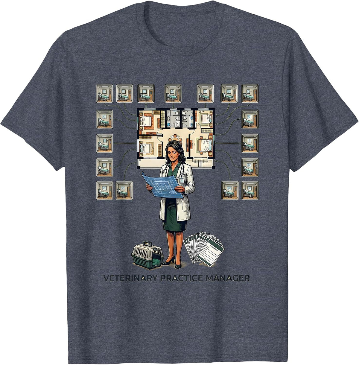 Veterinary Practice Manager Funny Vet Tech Gift T-Shirt - Heather Blue