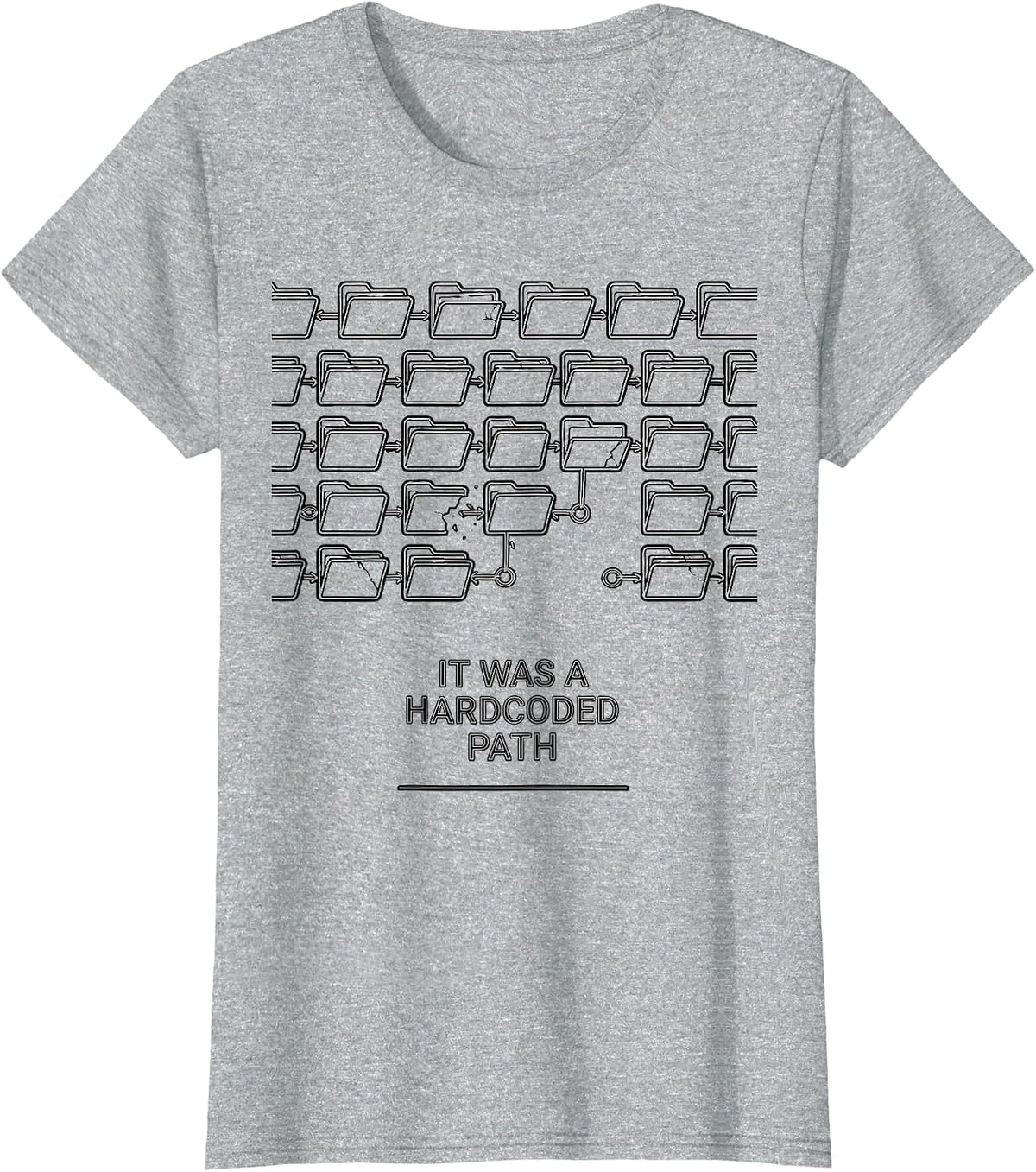It Was A Hardcoded Path Funny IT Support Programmer Tech T-Shirt - Heather Grey