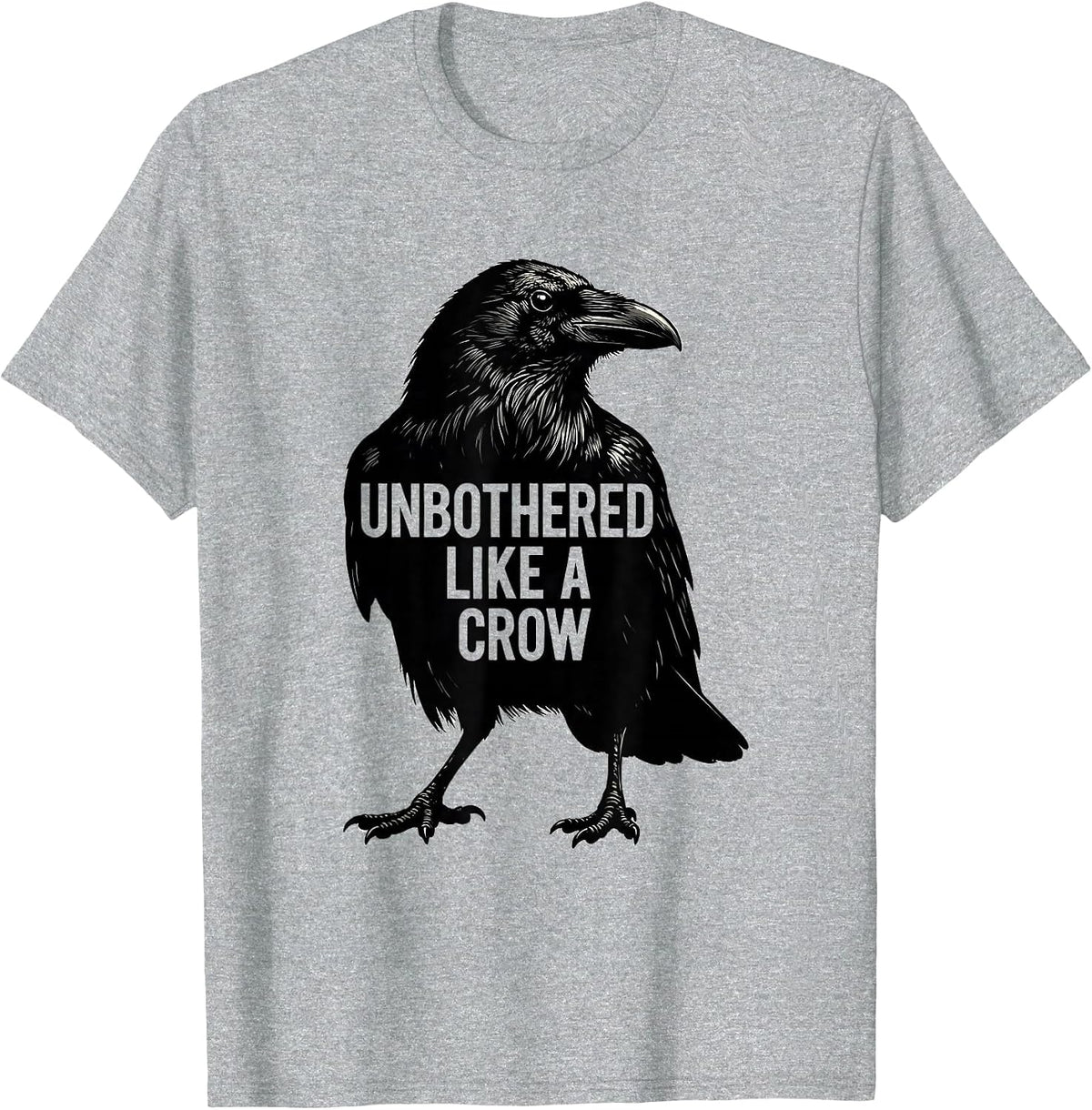 Men's Unbothered Like a Crow Witchy Bird Design T-Shirt - Heather Grey