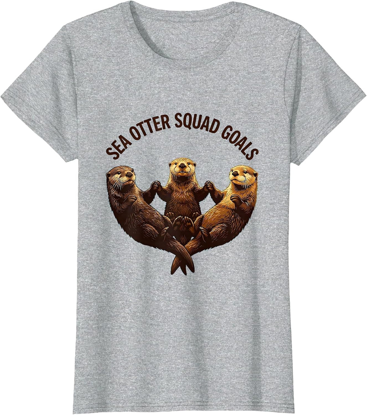 Women's Sea Otter Squad Goals Cute Otter Design T-Shirt - Heather Grey