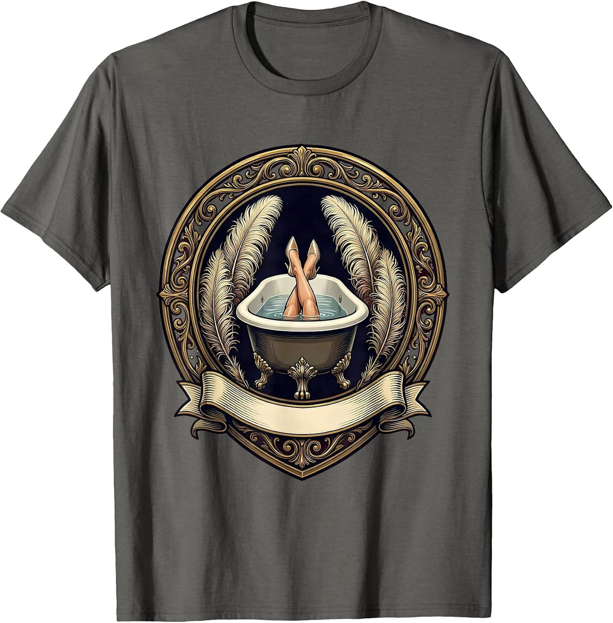 Men's Showgirl Feet Soaking in Tub Backstage Art T-Shirt - Asphalt Grey