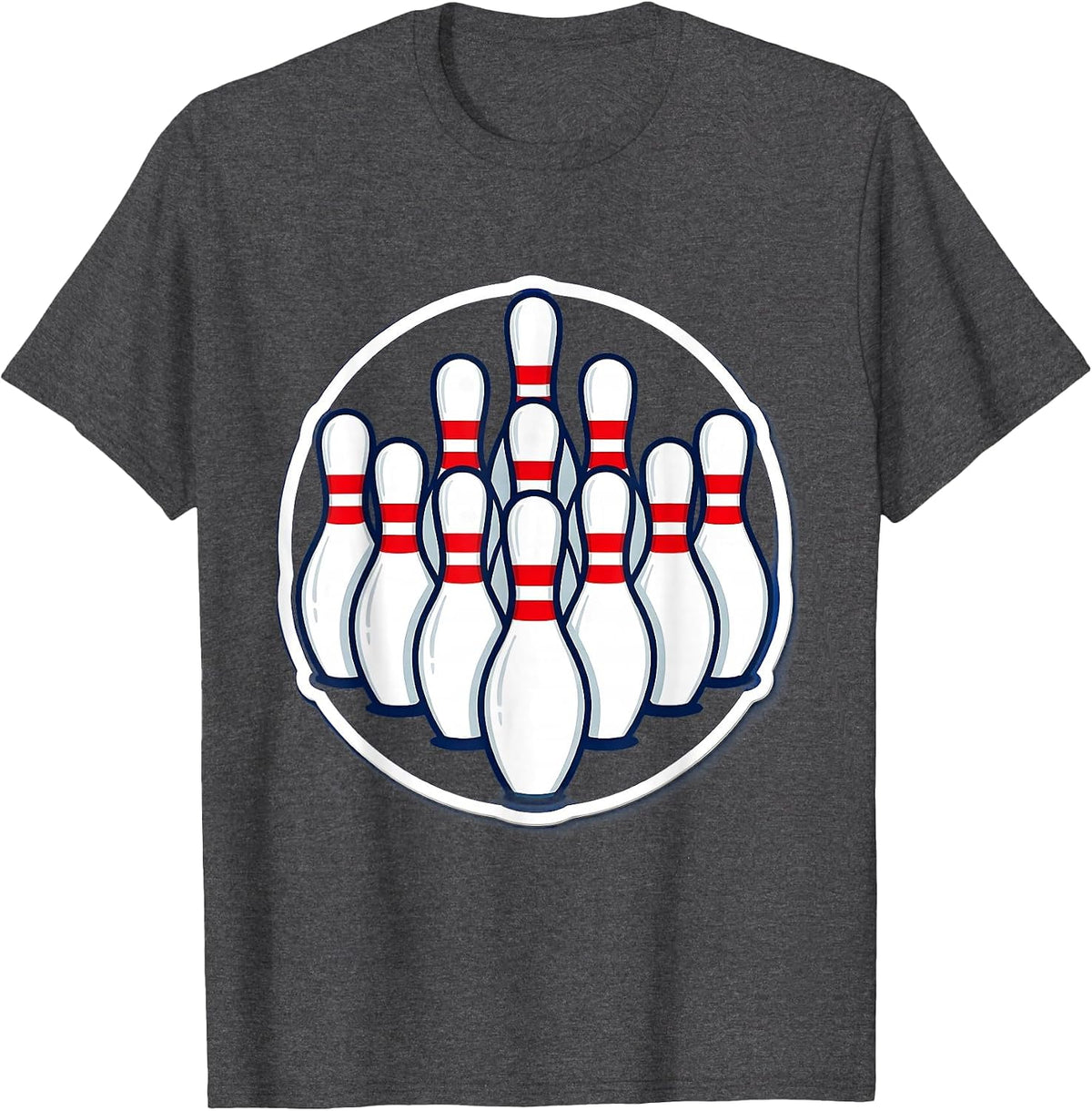 Bowling Pins Classic Triangle Formation Graphic T-Shirt - Dark Heather Grey