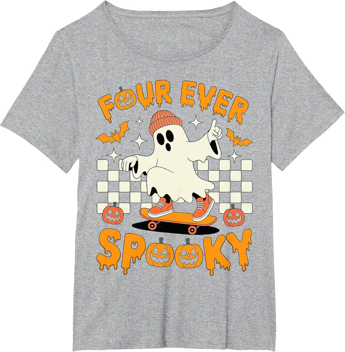 Four Ever Spooky Boys Halloween 4th Birthday Party Costume T-Shirt - Heather Grey