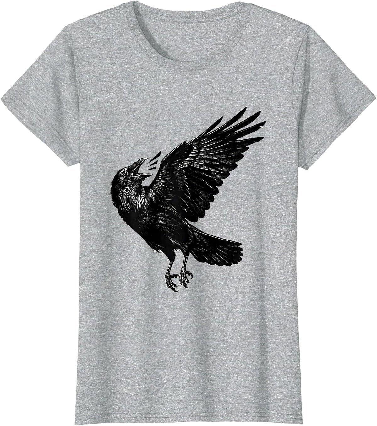 Flying Crow Dismissive Barrier Scratchboard Dark Humor T-Shirt - Heather Grey