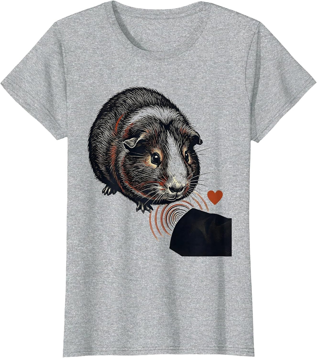 Broad Guinea Pig Linocut Pet Lover Humor T-Shirt - Heather Grey
