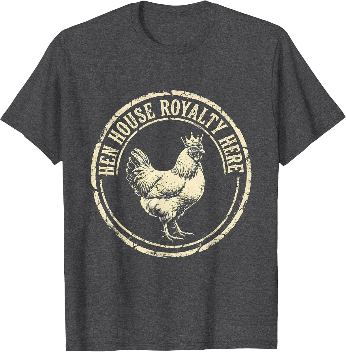 Hen House Royalty Funny Chicken Design T-Shirt - Dark Heather Grey