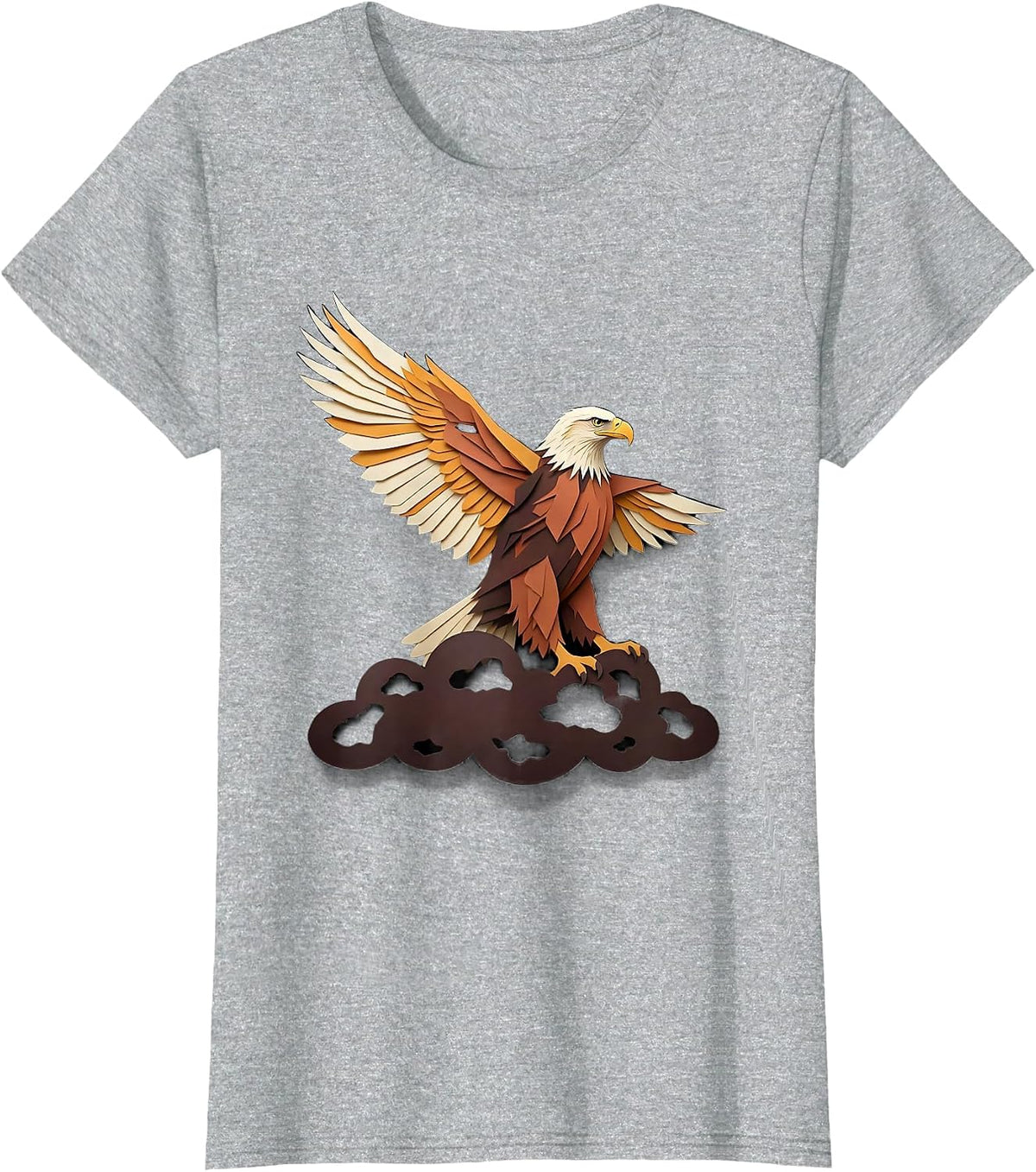 Bald Eagle Paper Cutout Mascot Pride Faith T-Shirt - Heather Grey