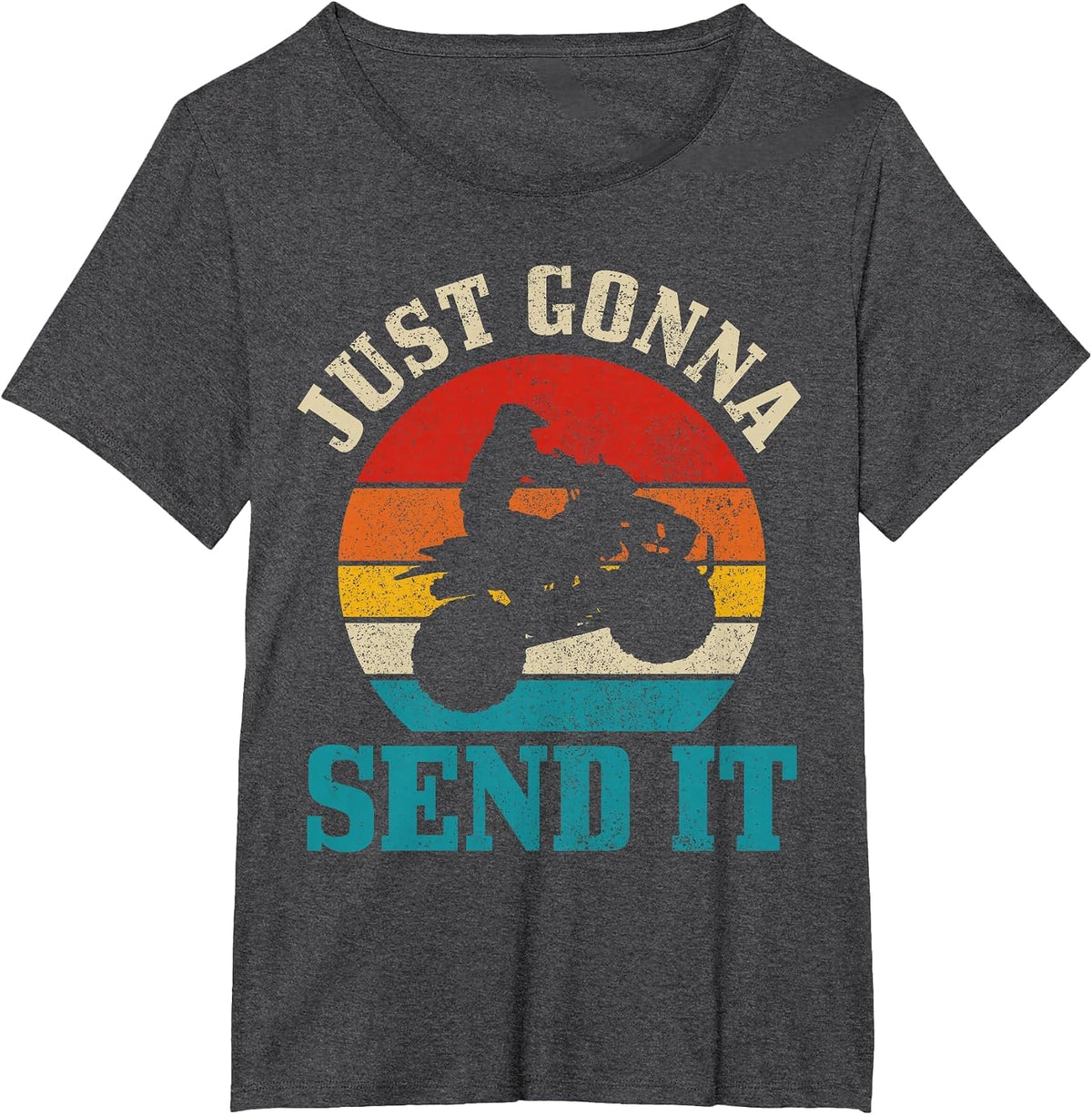 ATV Just Gonna Send It 4 Wheeler Quad Bike Vintage Funny T-Shirt - Dark Heather Grey