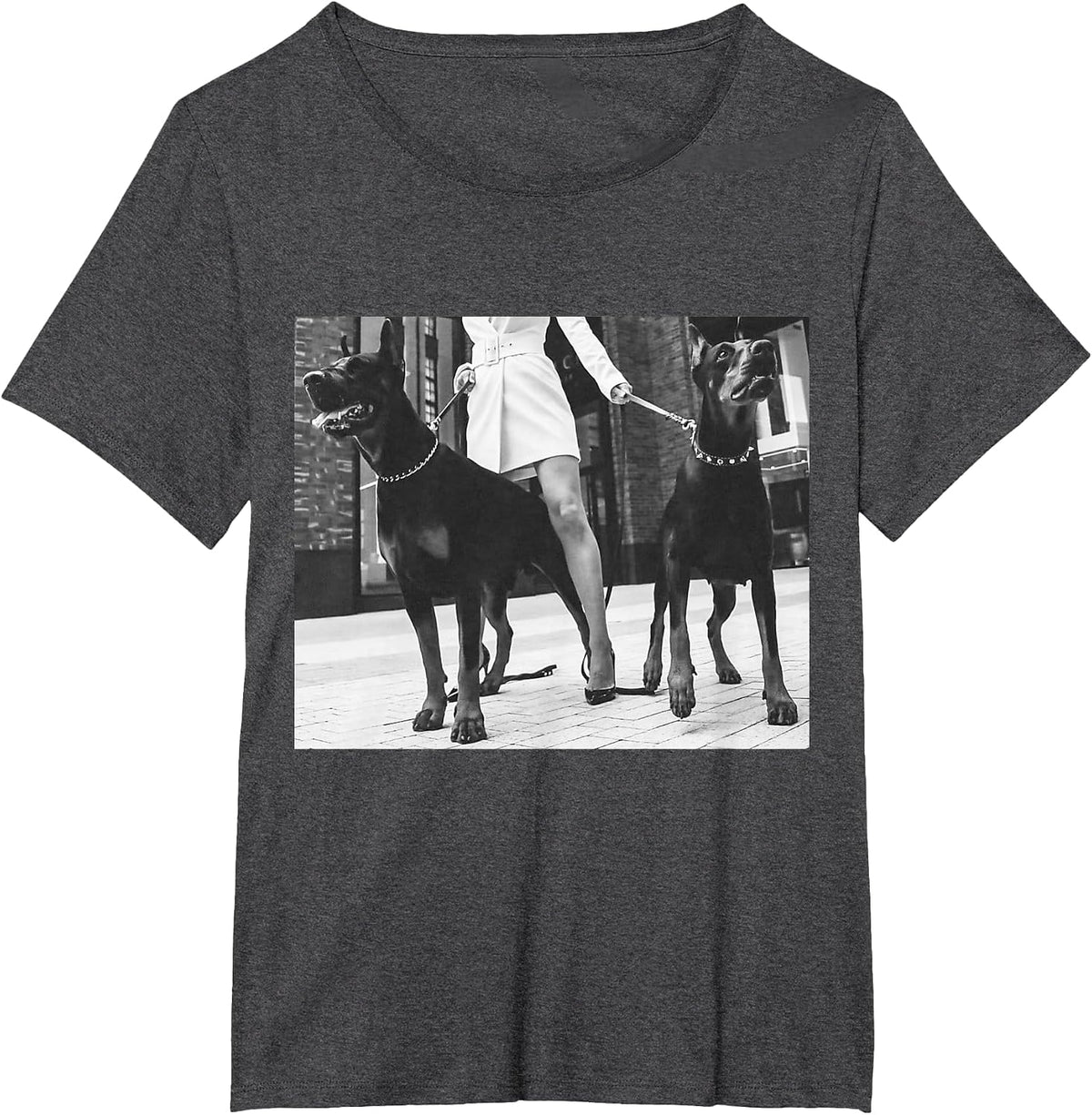 Beware Dobermans on Duty T-Shirt - Dark Heather Grey