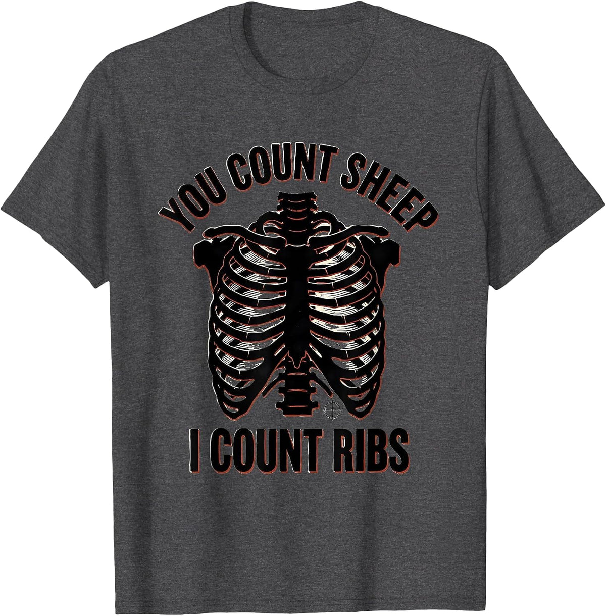 Men's You Count Sheep, I Count Ribs Linocut Radiology Tech Humor T-Shirt - Dark Heather Grey