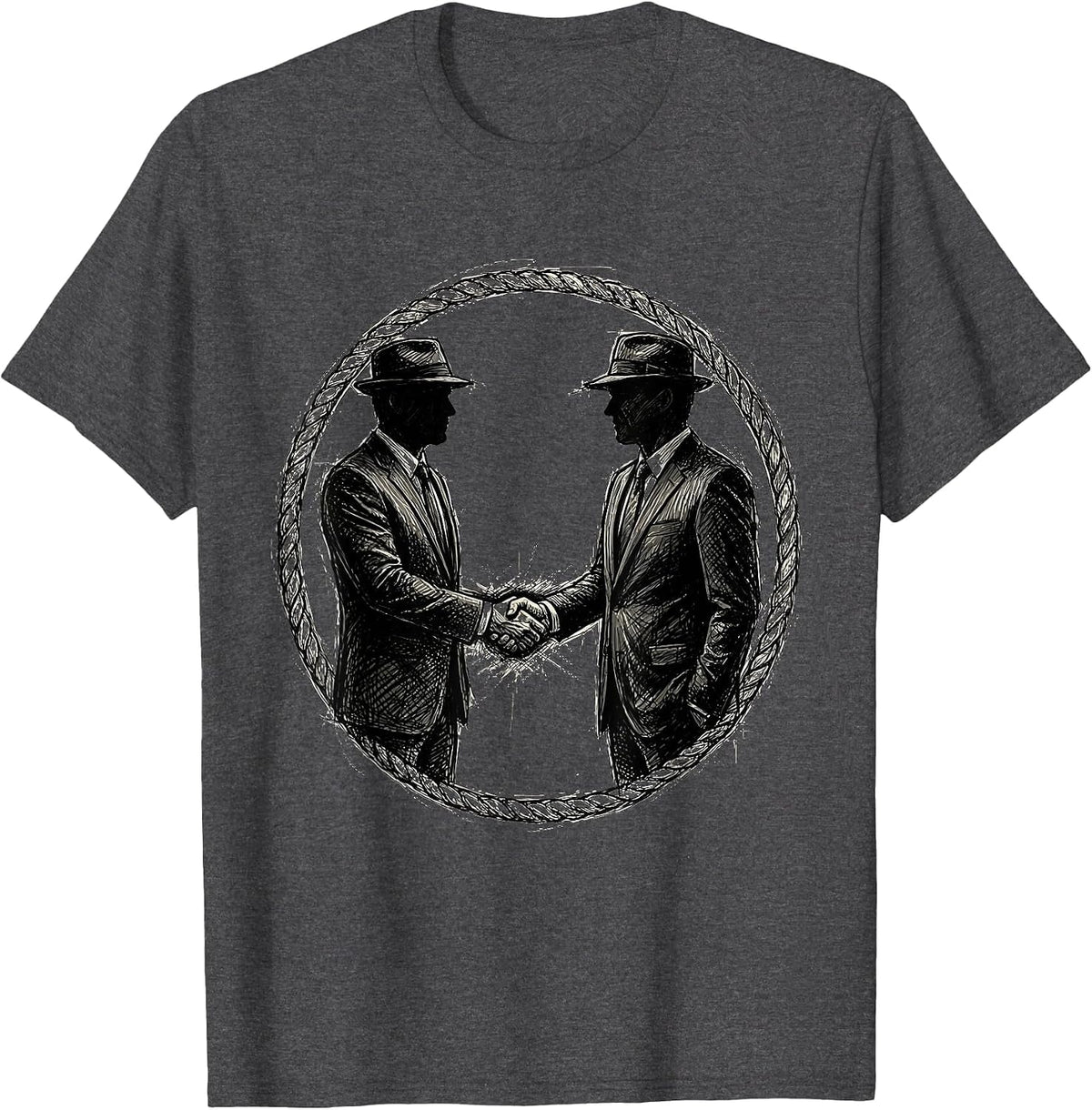 I Cant But I Know A Guy Shadowy Handshake T-Shirt - Dark Heather Grey