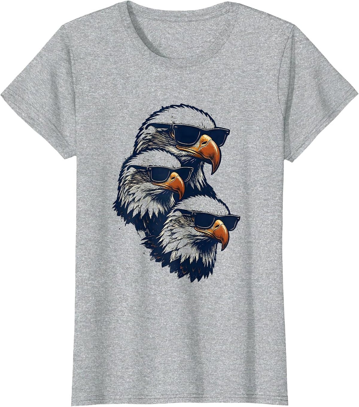 Bald Eagle Sunglasses Rubber Stamp Novelty Humor T-Shirt - Heather Grey