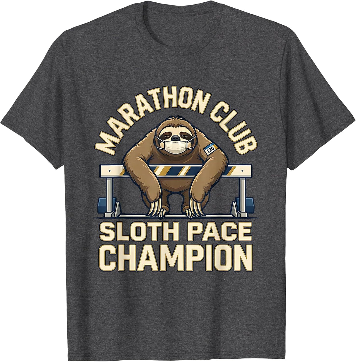 Marathon Club Sloth Pace Champion Funny Sloth Lover Gift T-Shirt - Dark Heather Grey