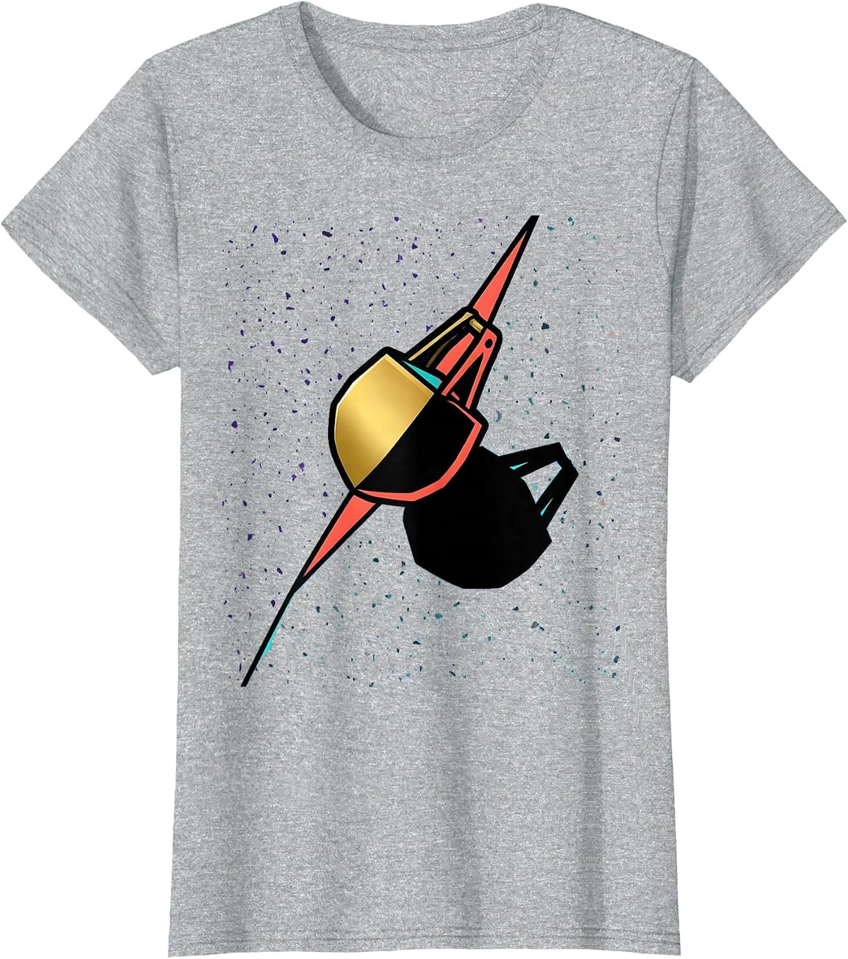 Women's Geometric Carnival Doubloon Memphis Postmodern Mardi Gras T-Shirt - Heather Grey