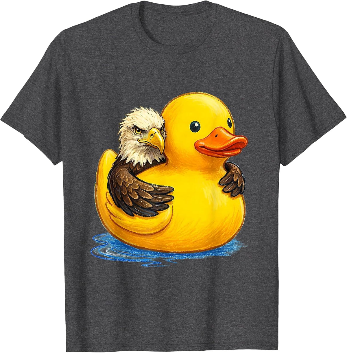 Men's Bald Eagle With Sunglasses Naive Kidcore Family Humor T-Shirt - Dark Heather Grey