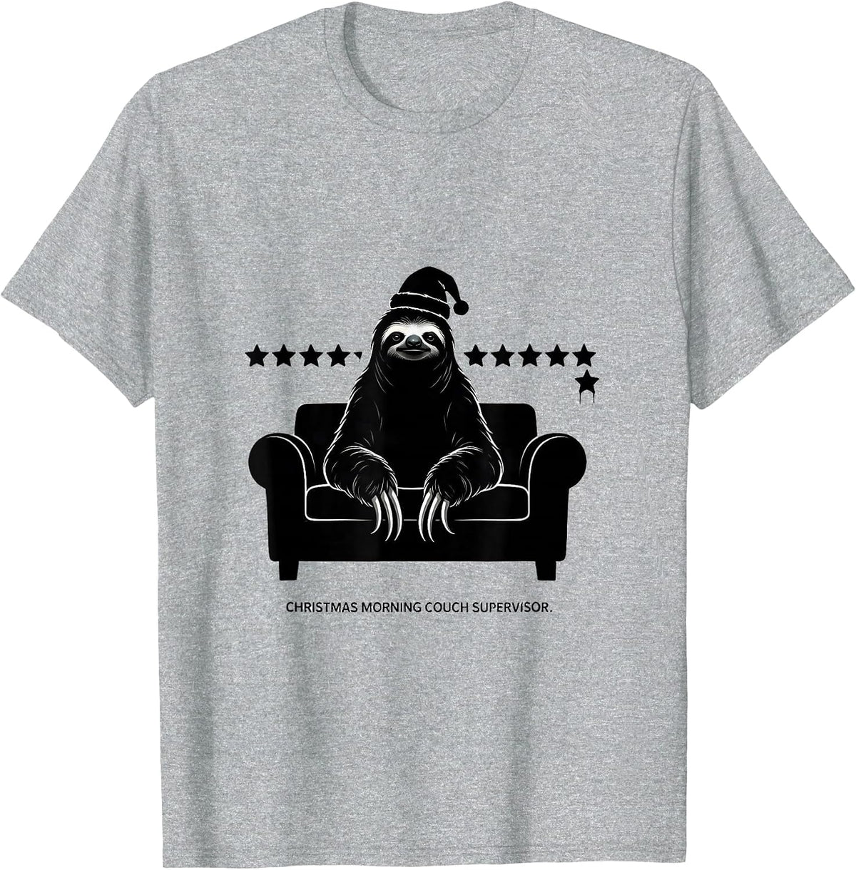 Men's Christmas Morning Couch Supervisor Funny Sloth Lover Gift T-Shirt - Heather Grey