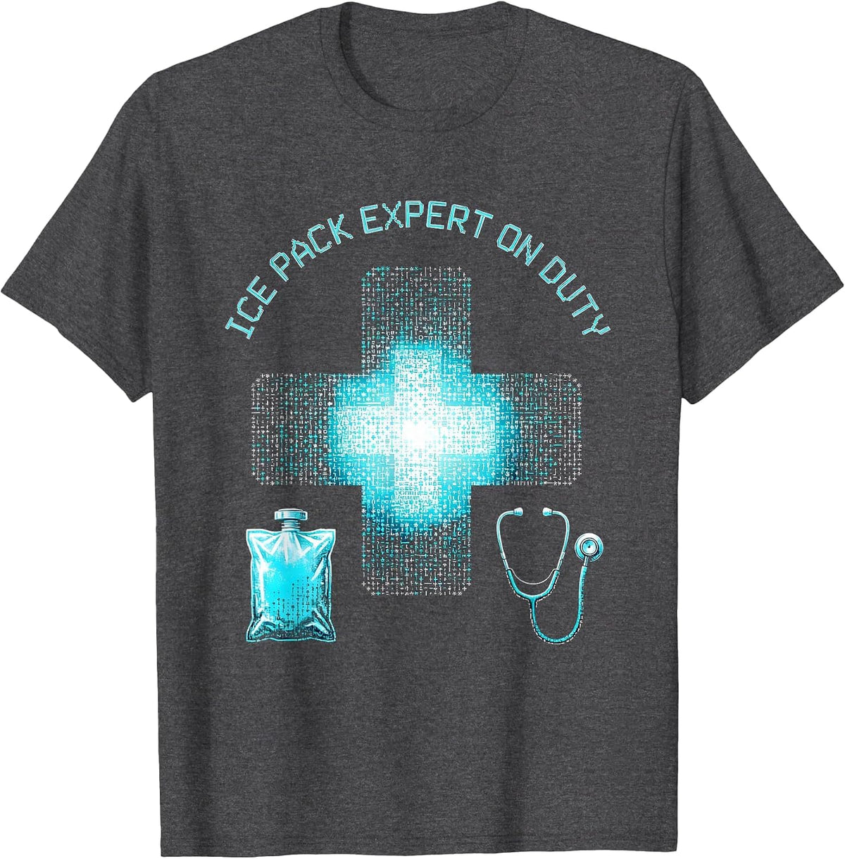 Ice Pack Expert On Duty School Nurse Design T-Shirt - Dark Heather Grey