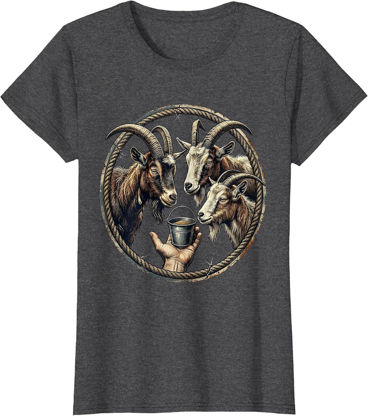 Women's Goat Keeper Distressed Farm Animal Humor T-Shirt - Dark Heather Grey