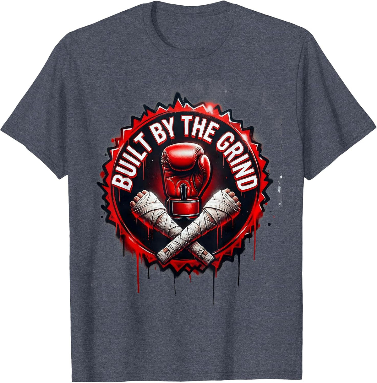 Built by the Grind Muay Thai Warrior Design T-Shirt - Heather Blue