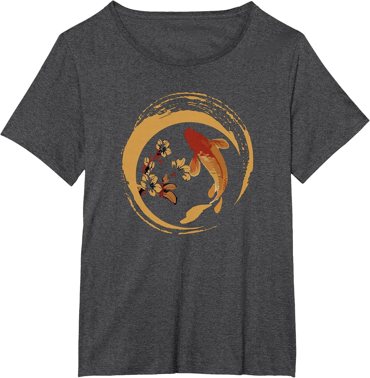 Koi Fish Japanese Koi Carp Cherry Blossom Sakura Nishikigoi T-Shirt - Dark Heather Grey