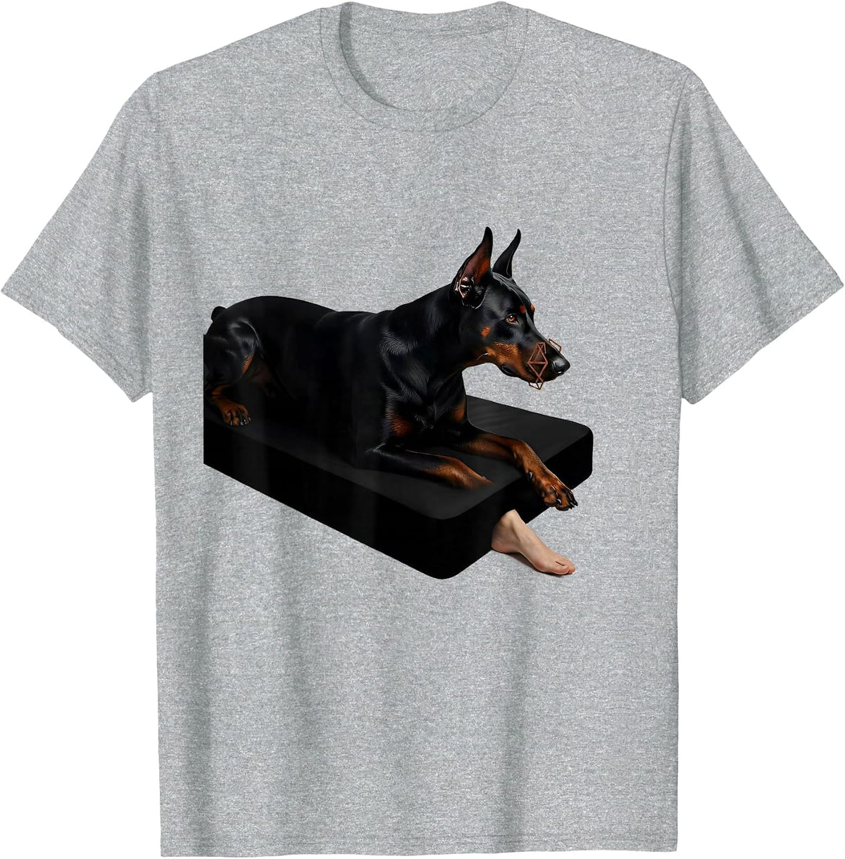 Men's Doberman Silhouette Minimalist Dog Owner Pride T-Shirt - Heather Grey