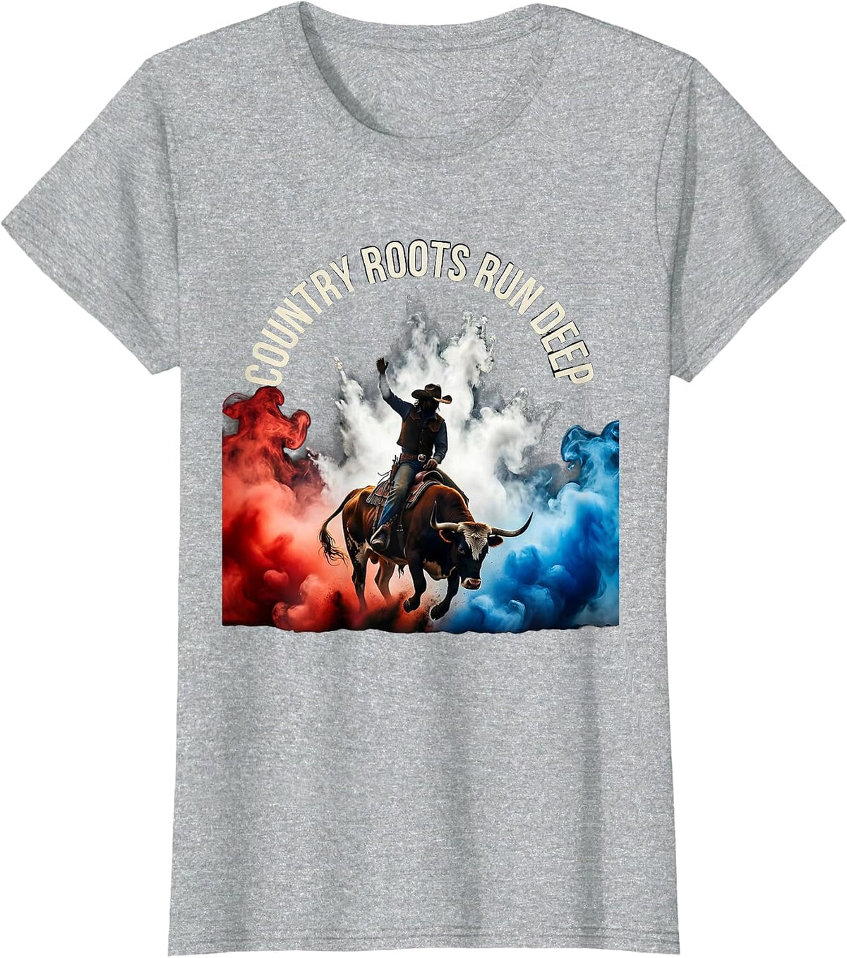 Women's Country Roots Run Deep Cow Women Design T-Shirt - Heather Grey