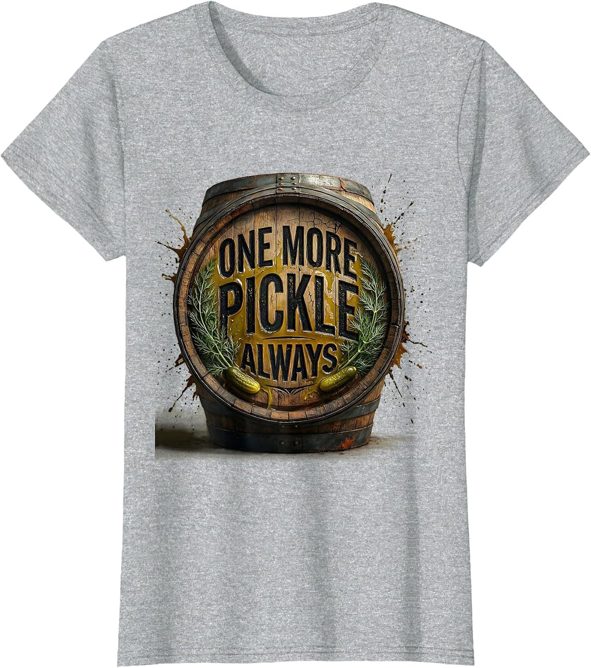 Women's One More Pickle Always Funny Food Lover Design T-Shirt - Heather Grey