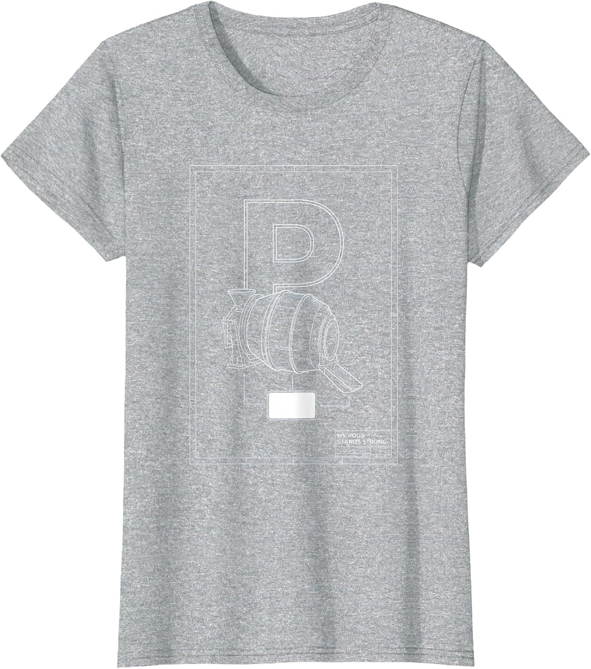 My Pour Stands Strong Technical Blueprint Construction T-Shirt - Heather Grey