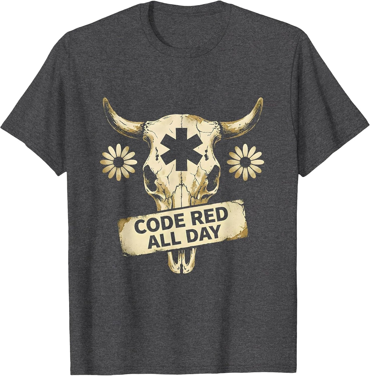 Code Red All Day EMT Graphic Design T-Shirt - Dark Heather Grey