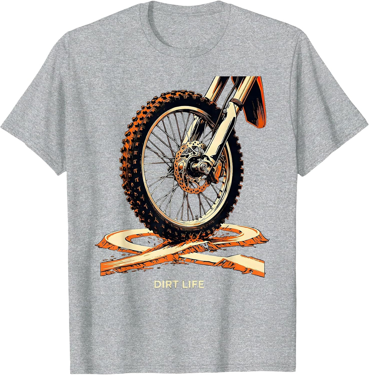 Men's Dirt Life Stencil Graphic Motocross Dirt Bike Rider T-Shirt - Heather Grey