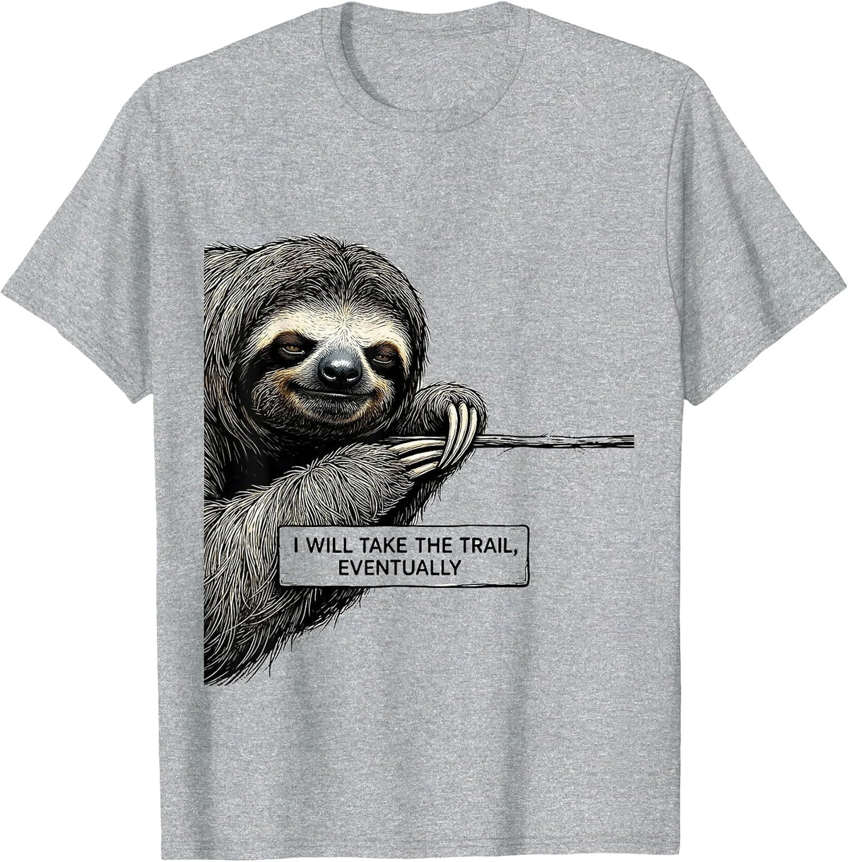Men's I Will Take The Trail Eventually Funny Sloth Lover Hiking T-Shirt - Heather Grey