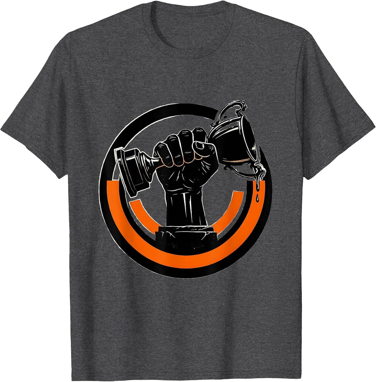Labor Day Sarcasm Wilted Trophy Raised Fist T-Shirt - Dark Heather Grey