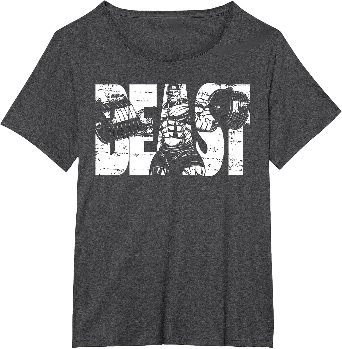 Gym Beast Bodybuilding Workout Motivation Tee Weightlifting T-Shirt - Dark Heather Grey