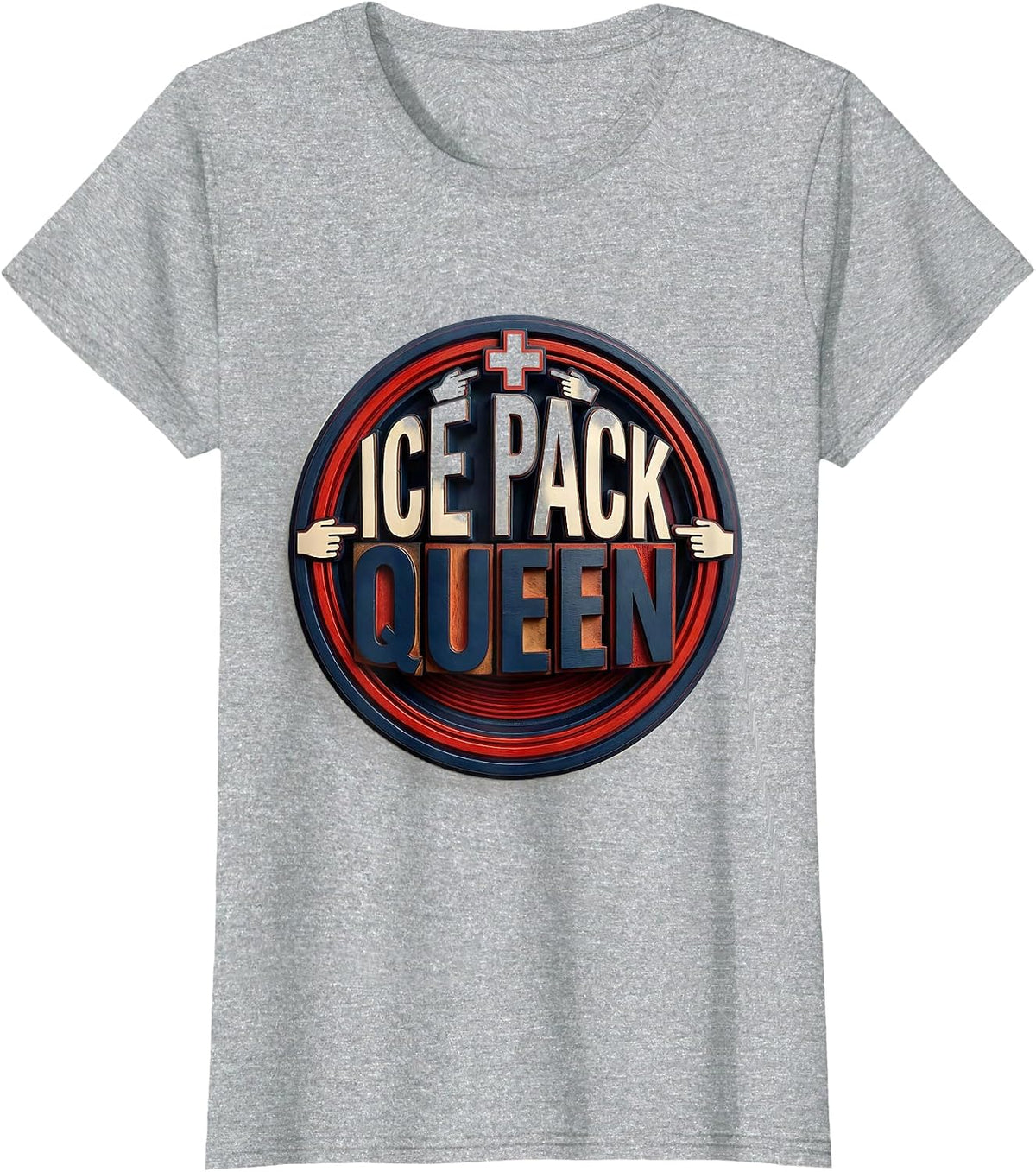 Ice Pack Queen School Nurse Graphic Design T-Shirt - Heather Grey
