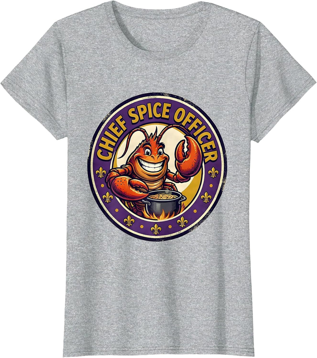 Chief Spice Officer Retro Advertising Mascot Mardi Gras T-Shirt - Heather Grey