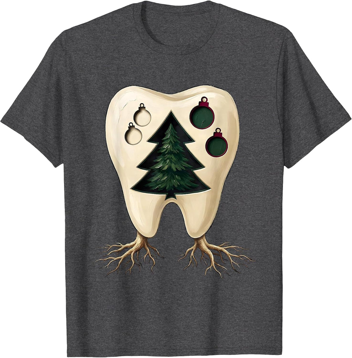 Men's Oversized Broad Tooth Christmas Dentist Dental Team Humor T-Shirt - Dark Heather Grey